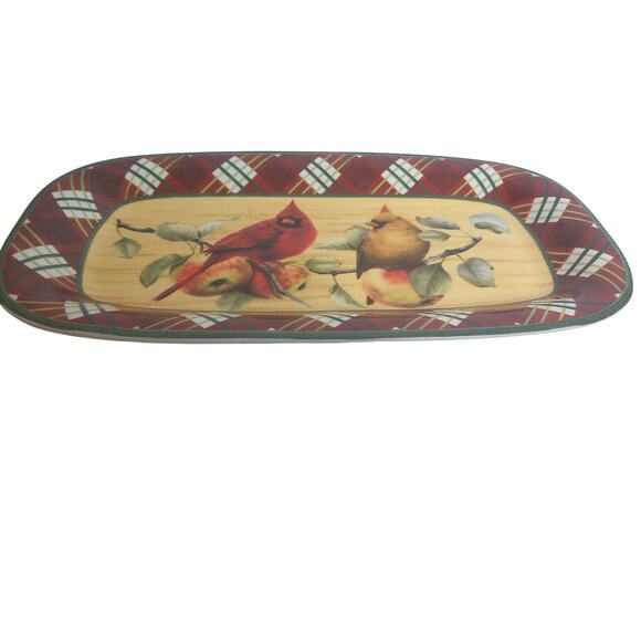 Vintage Lenox Winter Greetings By Catherine McClung Tartan Rectangle Platter - Picture 2 of 5